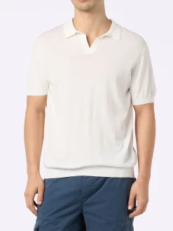 Cremefarbenes Herren-Strickpoloshirt Sloan