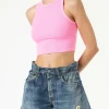 Crop-Tanktop aus Baumwolle mit St. Barth-Stickerei