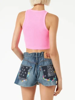 Crop-Tanktop aus Baumwolle mit St. Barth-Stickerei