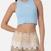 Crop-Top aus Baumwolle im Rippenstrick für Damen mit Saint Barth Beach Club-Stickerei