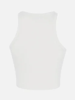 Crop-Top aus Baumwolle im Rippenstrick für Damen mit Saint Barth Beach Club-Stickerei