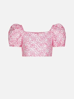 Crop-Top für Mädchen mit Gänseblümchen-Stickerei