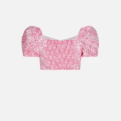 Crop-Top für Mädchen mit Gänseblümchen-Stickerei