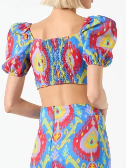 Crop-Top mit Ikat-Print
