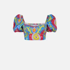 Crop-Top mit Ikat-Print