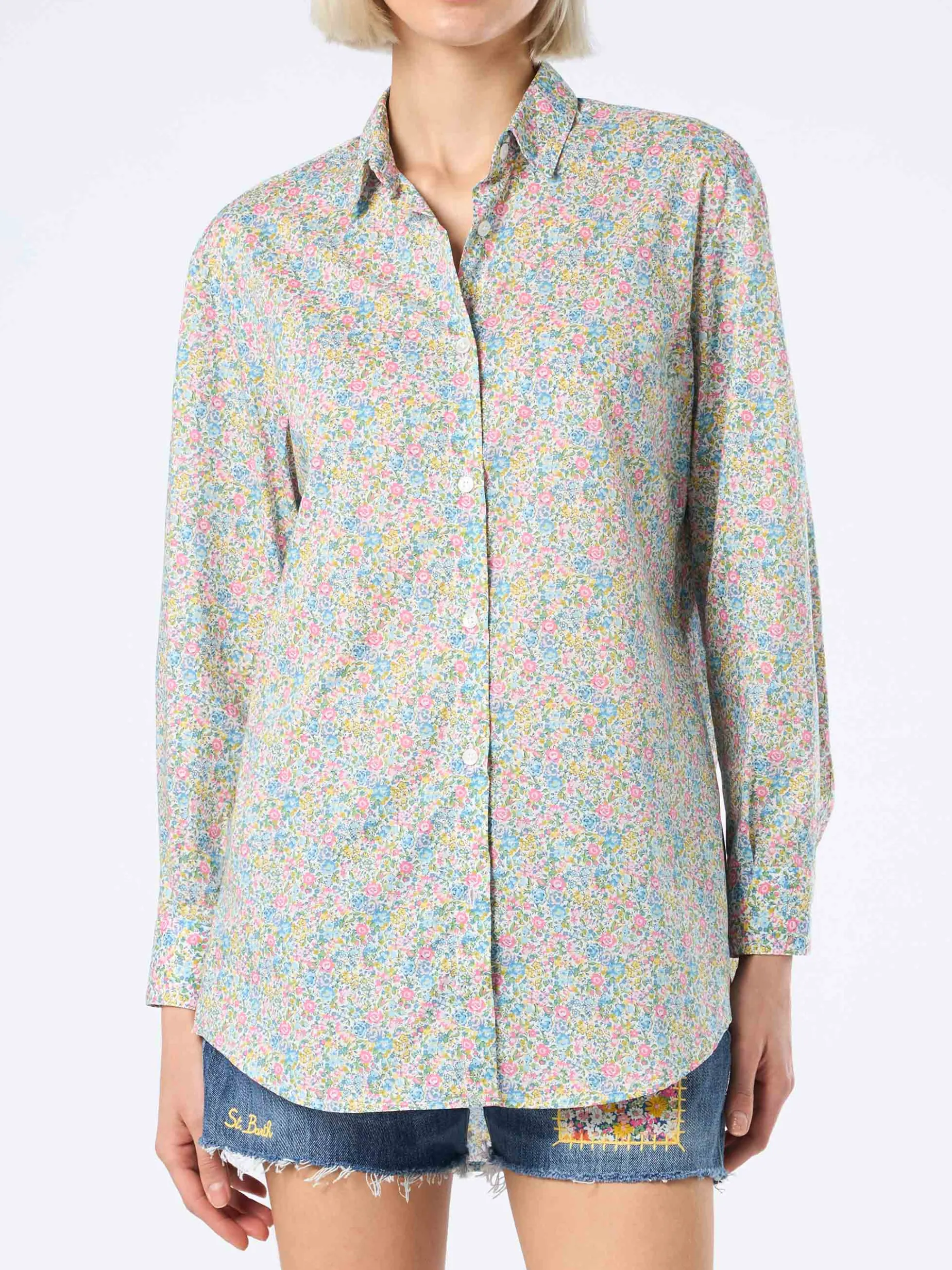 Damen Baumwollshirt Brigitte mit Emma & Georgina-Aufdruck | HERGESTELLT AUS LIBERTY-STOFF