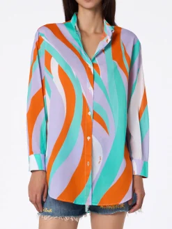 Damen Baumwollshirt Brigitte mit Shape Wave-Print