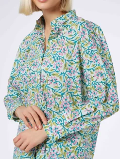 Damen Baumwollshirt Brigitte mit Blumenprint
