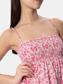 Damen Betsy Baumwollkleid Hawa mit gesmokter Stickerei | HERGESTELLT AUS LIBERTY-STOFF
