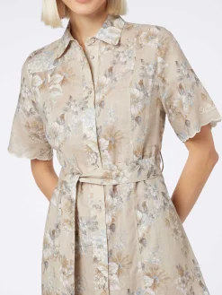 Damen Blumen-Leinenkleid Hermine