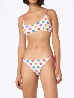 Damen Frottee-Bralette-Bikini Judy Marielle mit Gänseblümchen-Print