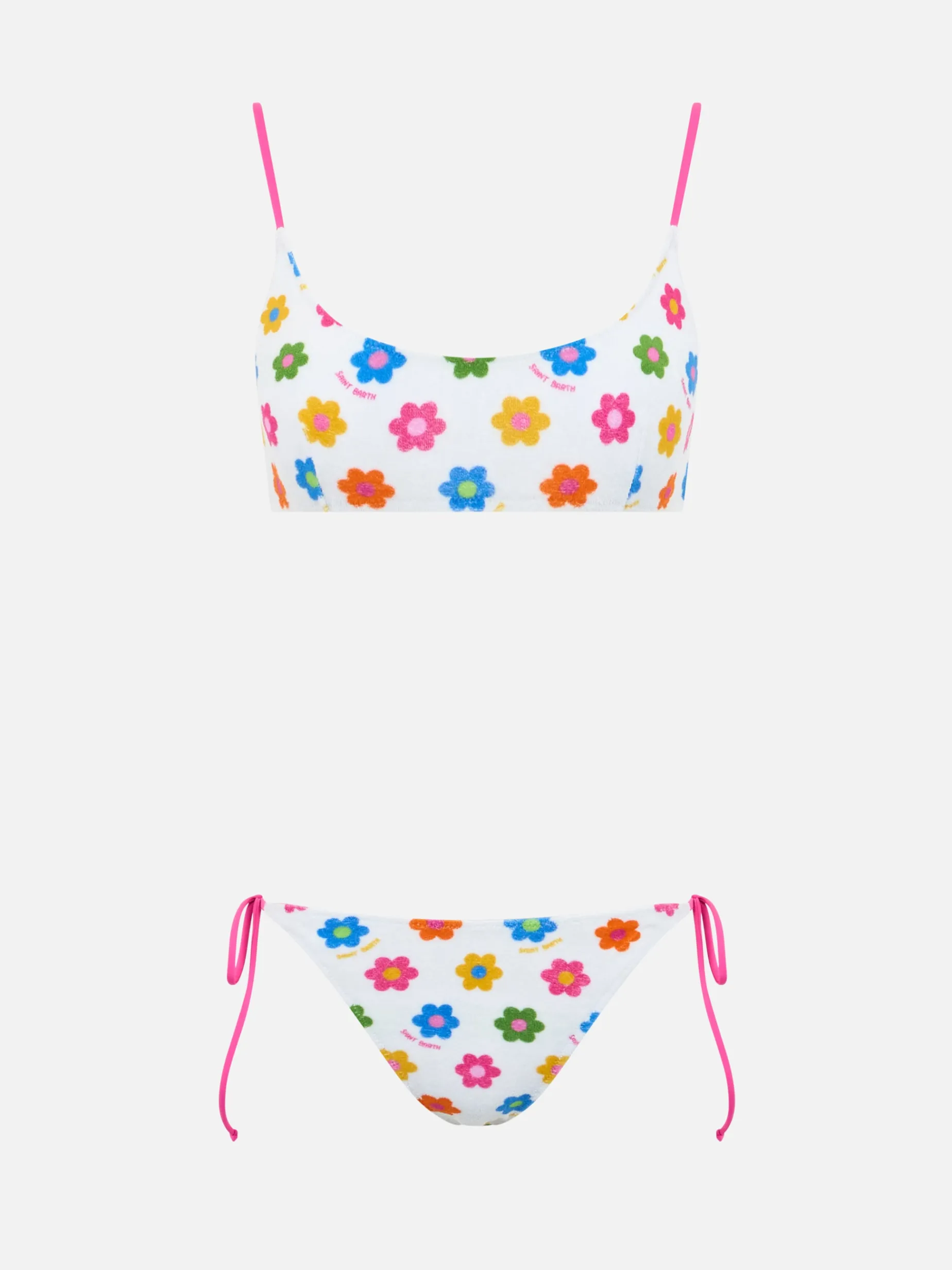 Damen Frottee-Bralette-Bikini Judy Marielle mit Gänseblümchen-Print