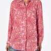 Damen Leinenhemd Alodie mit Paisley-Print und Taschen
