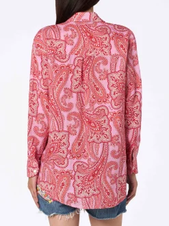 Damen Leinenhemd Alodie mit Paisley-Print und Taschen
