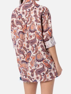 Damen Leinenhemd Alodie mit Paisley-Print und Taschen