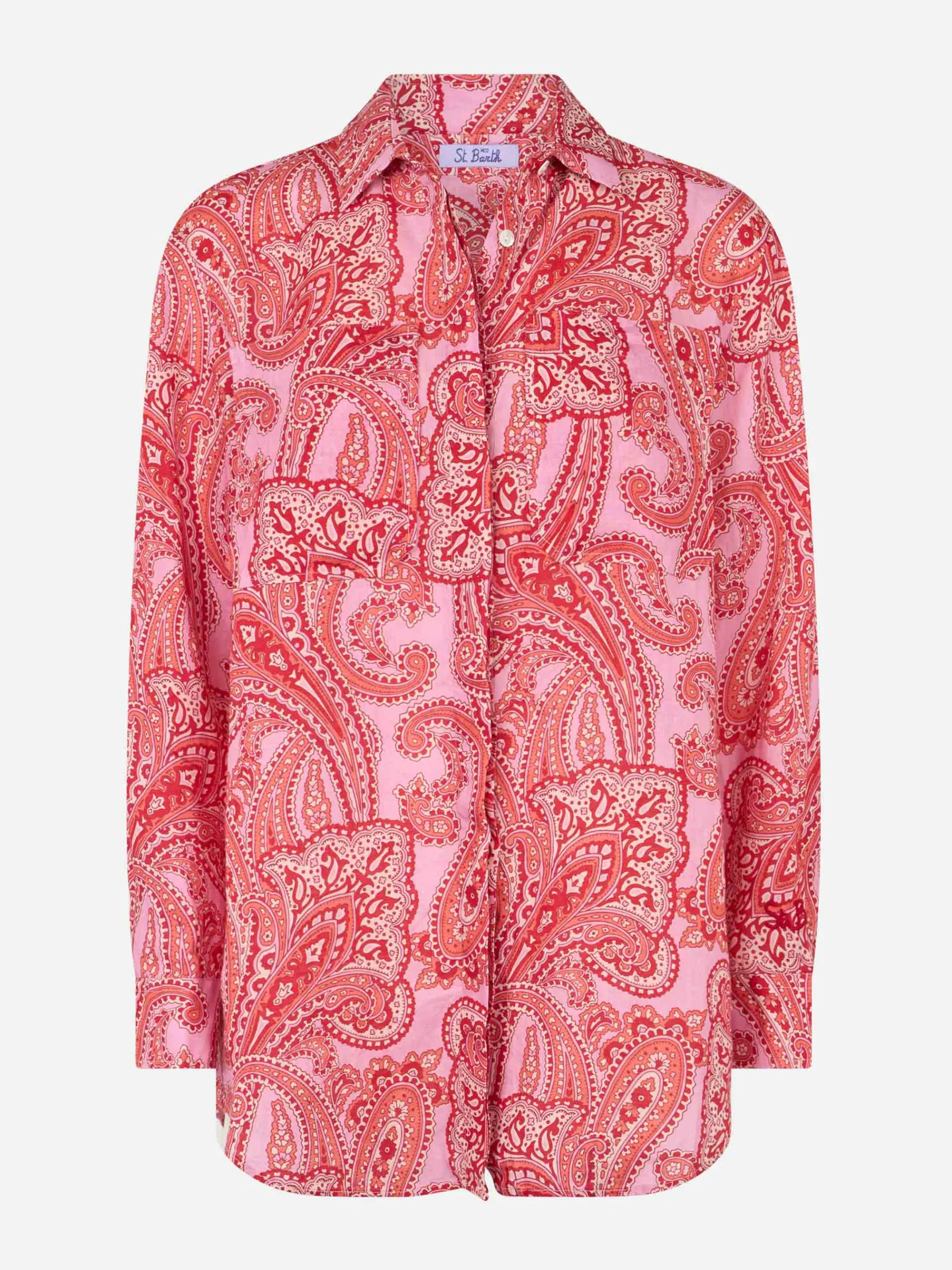 Damen Leinenhemd Alodie mit Paisley-Print und Taschen