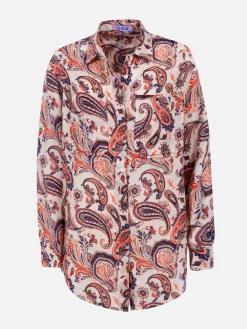 Damen Leinenhemd Alodie mit Paisley-Print und Taschen