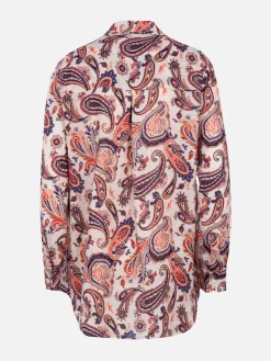 Damen Leinenhemd Alodie mit Paisley-Print und Taschen