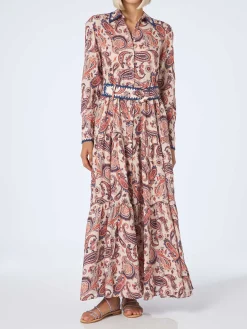 Damen Leinenkleid Marbella mit Paisley-Print