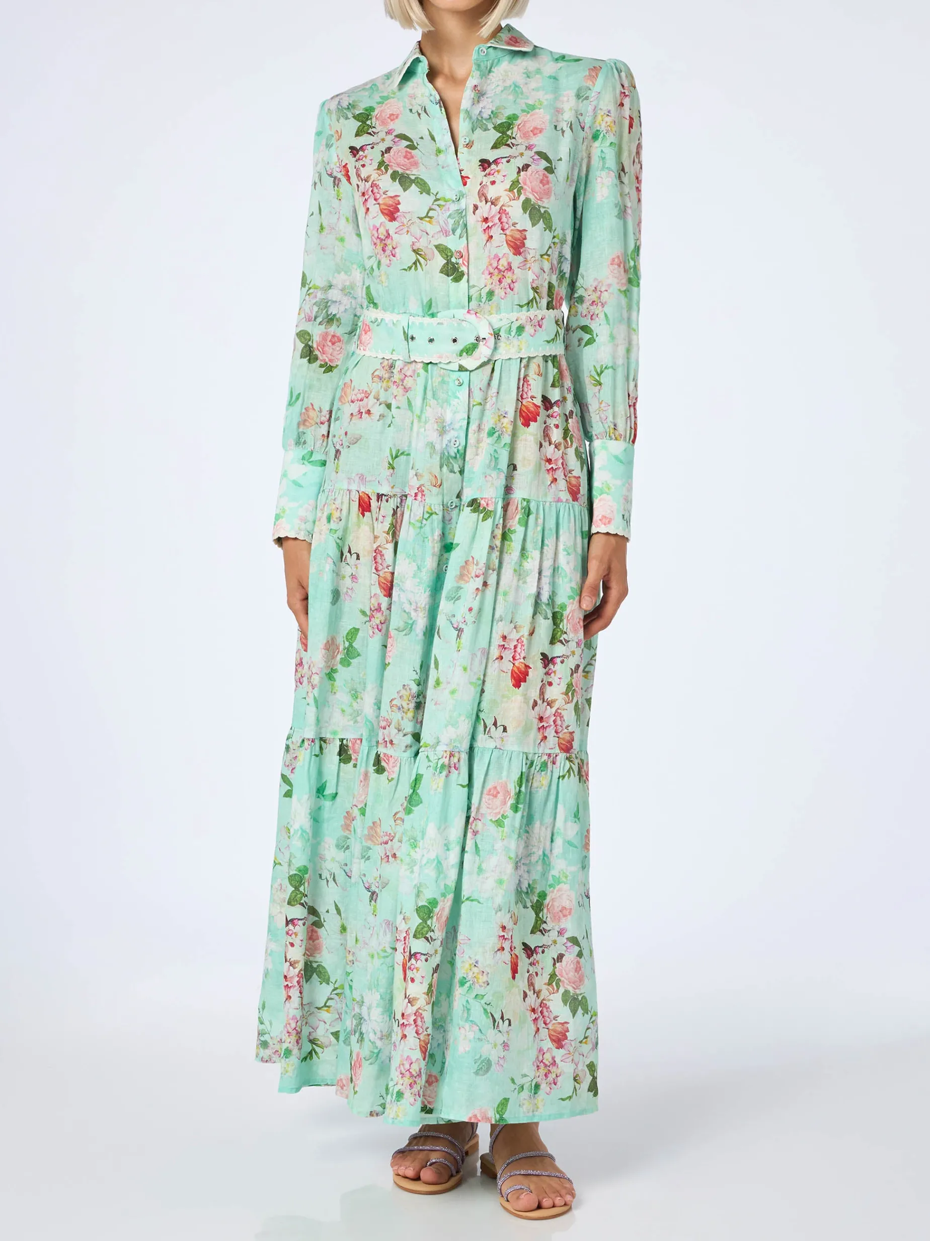Damen Leinenkleid Marbella mit Blumenprint