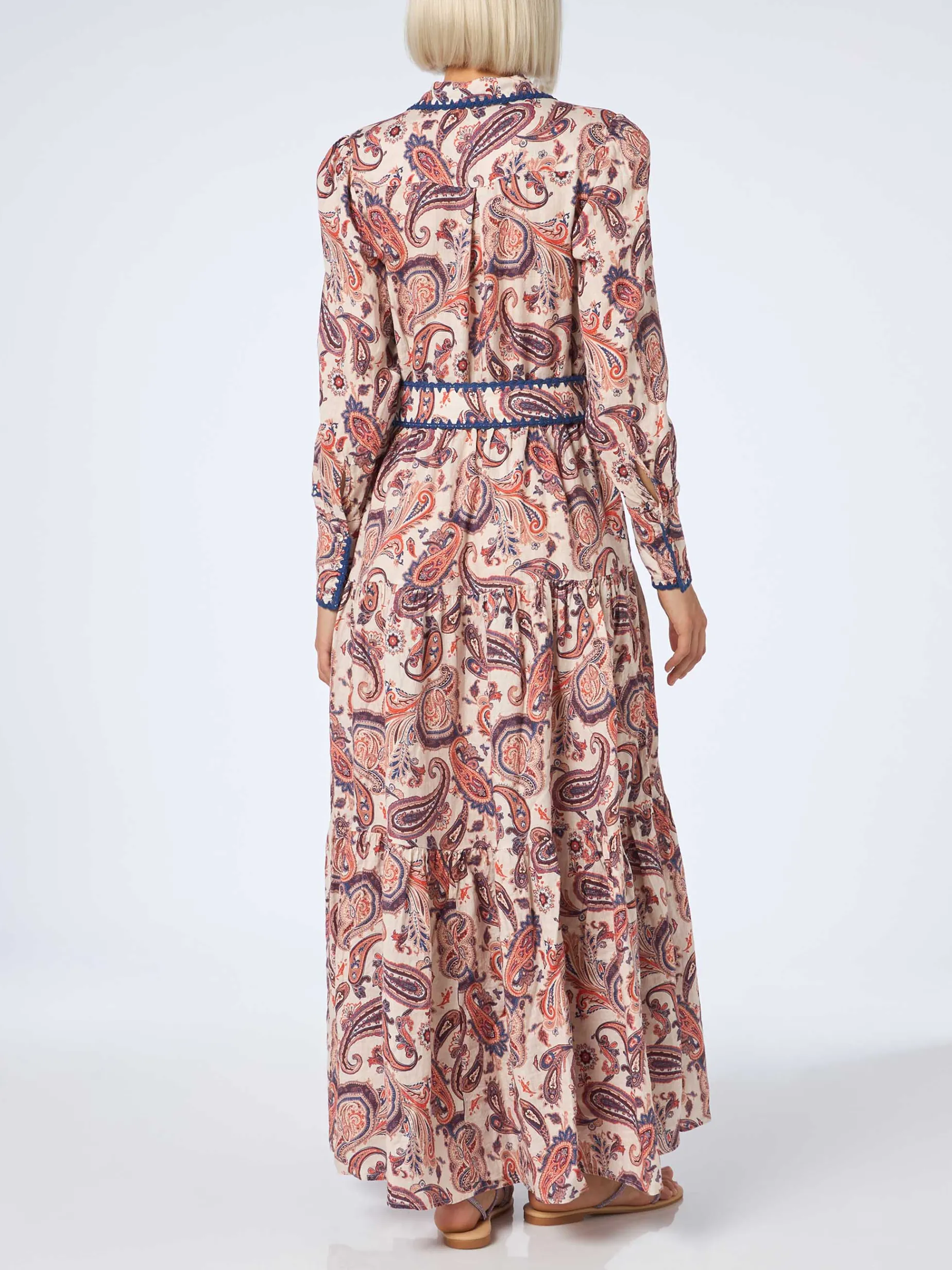 Damen Leinenkleid Marbella mit Paisley-Print