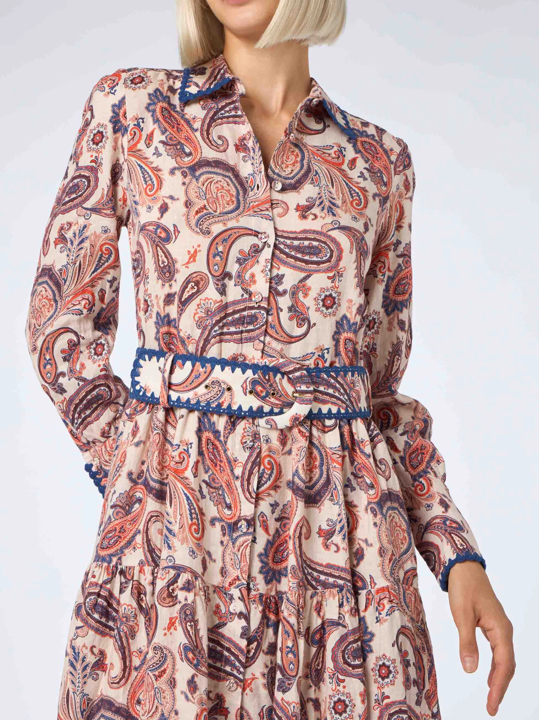 Damen Leinenkleid Marbella mit Paisley-Print