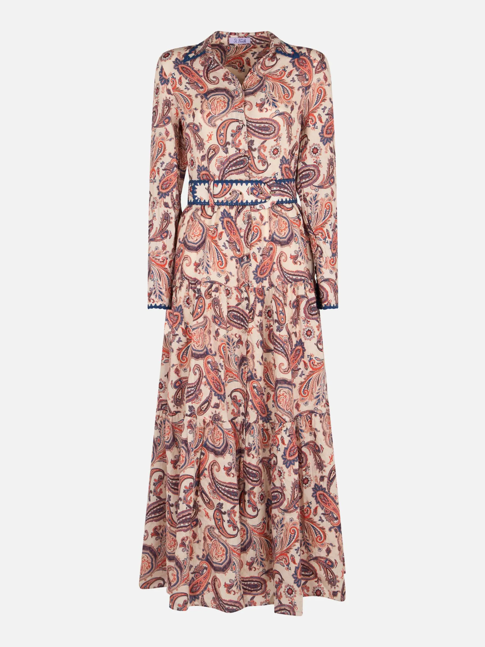 Damen Leinenkleid Marbella mit Paisley-Print