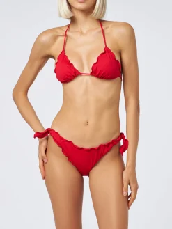 Damen roter klassischer Triangel-Bikini Schütze Mond