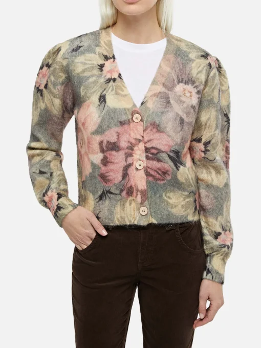 Damen Strickjacke Lyza mit Blumenprint
