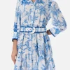 Damen Toile de Jouy Leinenkleid Daisi