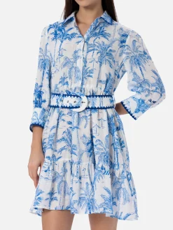 Damen Toile de Jouy Leinenkleid Daisi