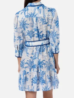 Damen Toile de Jouy Leinenkleid Daisi