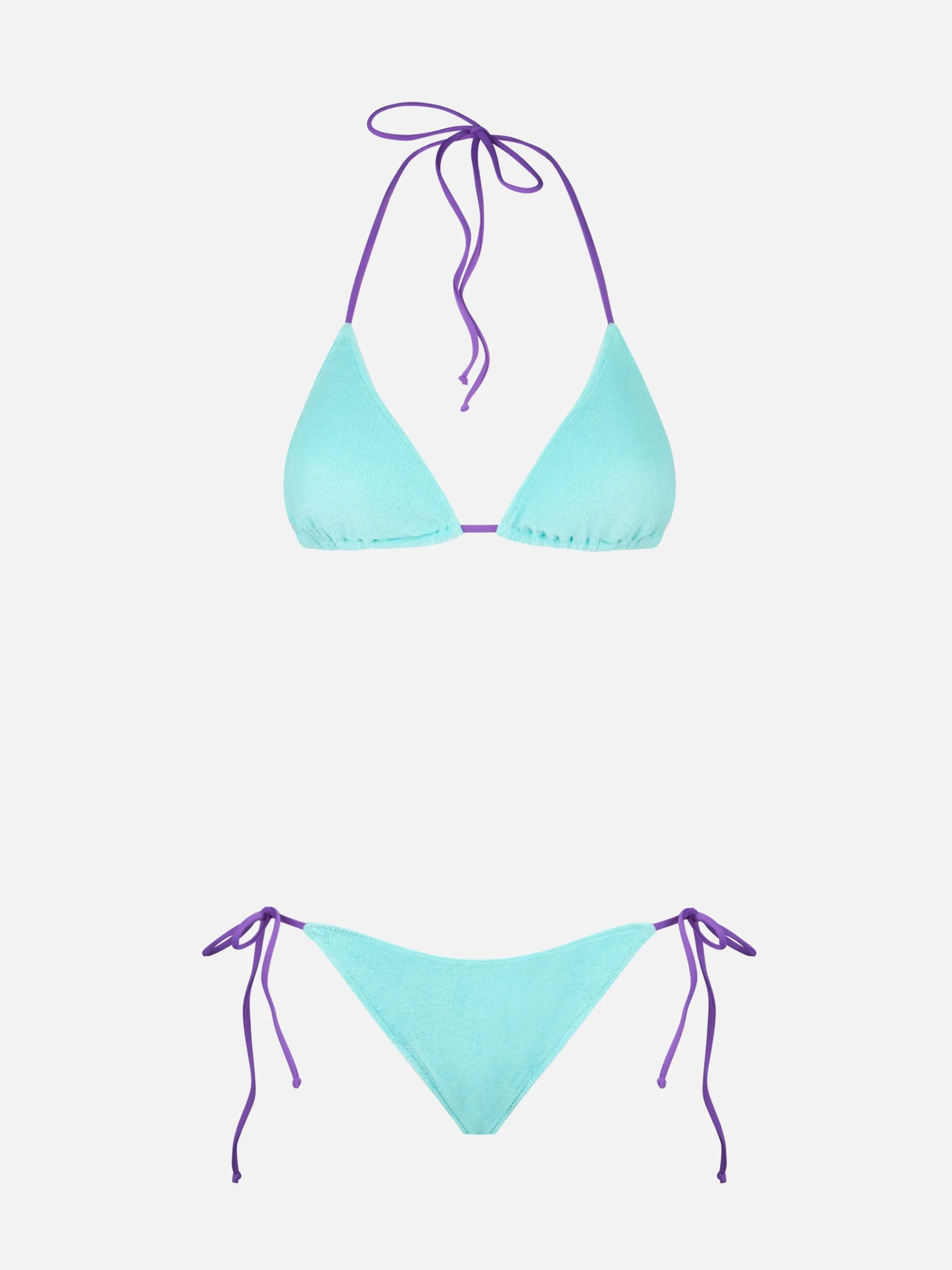 Damen wassergrüner Frottee-Triangel-Bikini | MELISSA SATTA SONDEREDITION