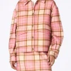Damen Woll-Overshirt Bonnibell mit rosa Schottenkaro-Print