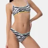 Damen Zebra-Bralette-Bikini Judy Naomi mit Paspelierung
