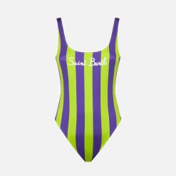 Damen-Badeanzug in Limette und Lila
