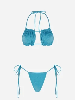 Damen-Bandeau-Bikini aus Lurex