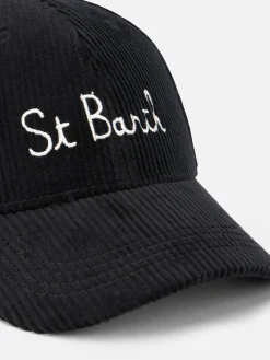 Damen-Baseballkappe aus Cord mit St. Barth-Stickerei