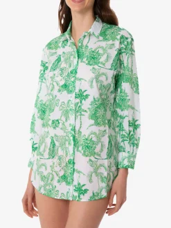 Damen-Baumwollhemd mit Toile-de-Jouy-Print