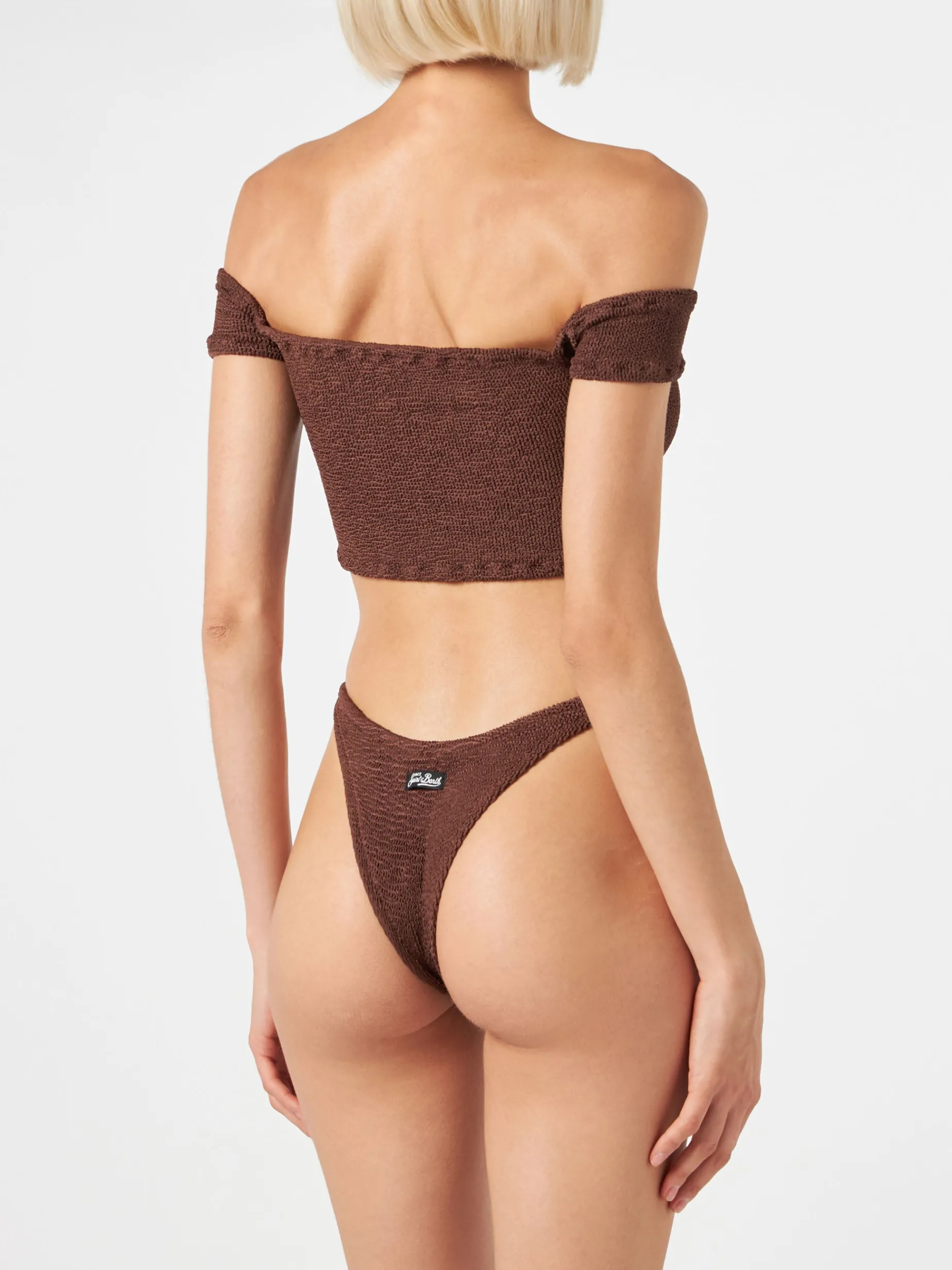 Damen-Bikini in Crinkle-Optik mit breiten Trägern