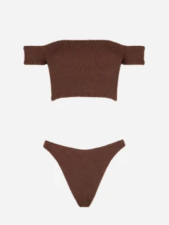 Damen-Bikini in Crinkle-Optik mit breiten Trägern