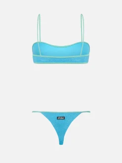 Damen-Bikini-Badeanzug mit U-Ausschnitt aus Lurex Laryn Jodene