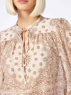 Damenbluse aus Seiden-Voile Harper mit Bandanna-Print