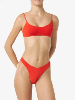 Damen-Bralette-Bikini aus orangefarbenem Frottee