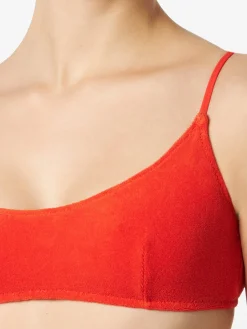 Damen-Bralette-Bikini aus orangefarbenem Frottee