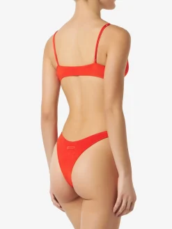 Damen-Bralette-Bikini aus orangefarbenem Frottee