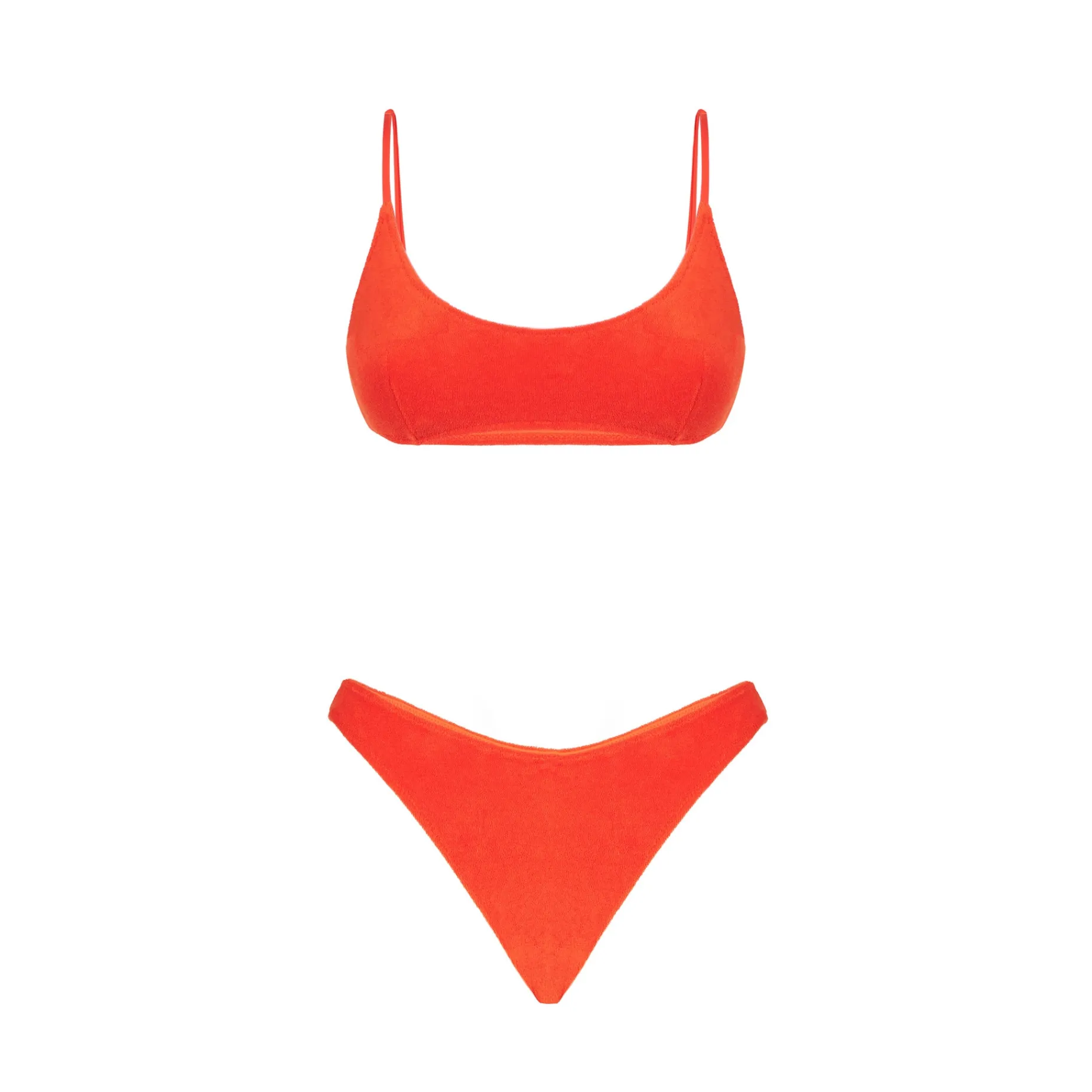 Damen-Bralette-Bikini aus orangefarbenem Frottee