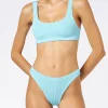 Damen-Bralette-Bikini in Crinkle-Optik in Hellblau