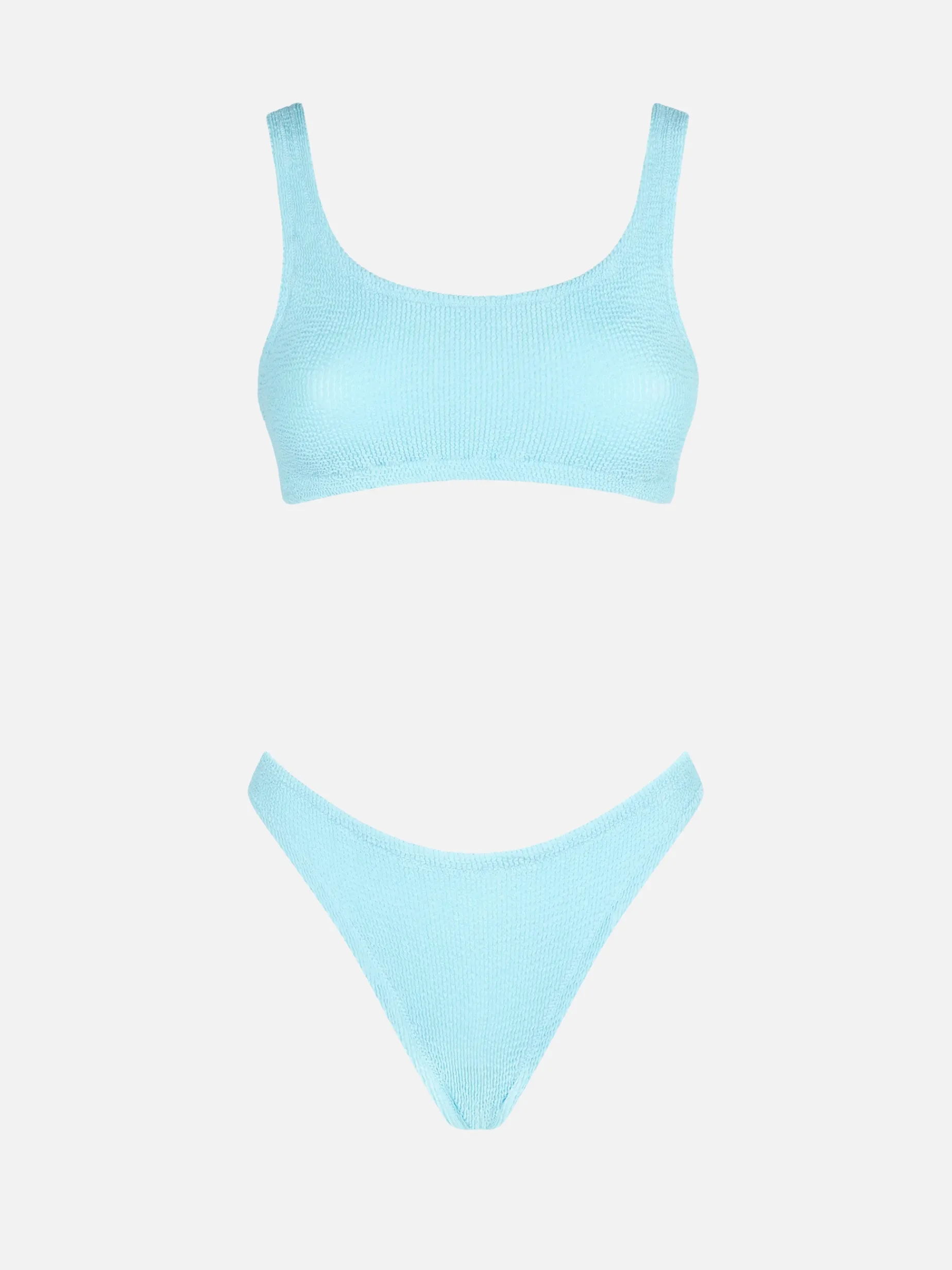 Damen-Bralette-Bikini in Crinkle-Optik in Hellblau