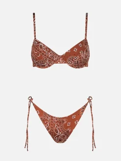 Damen-Bralette-Bikini mit Bandana-Print